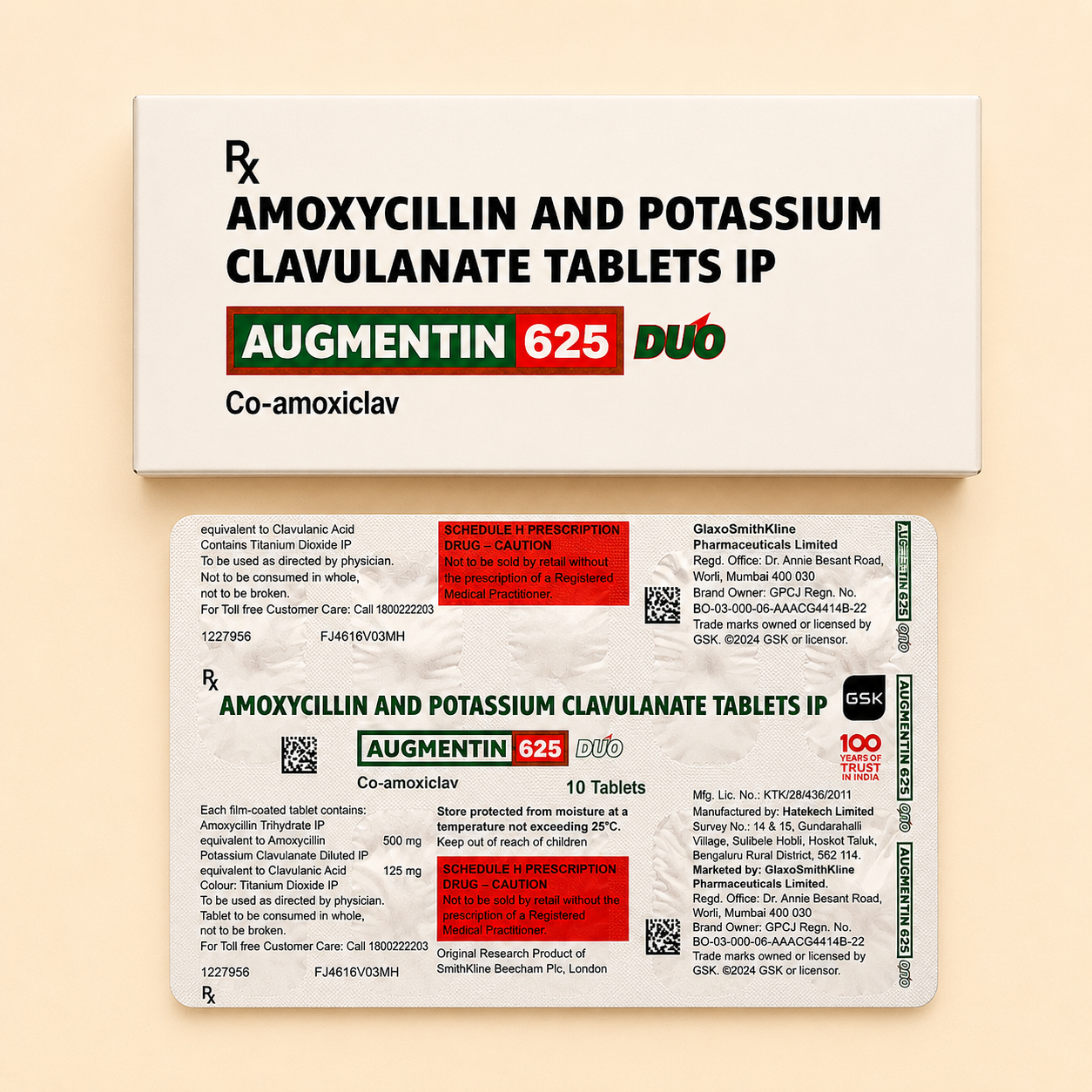 Amoxycillin 500mg + Clavulanic Acid  125mg